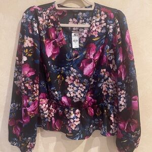 NWT Express Floral Blouse - Pink and Blue